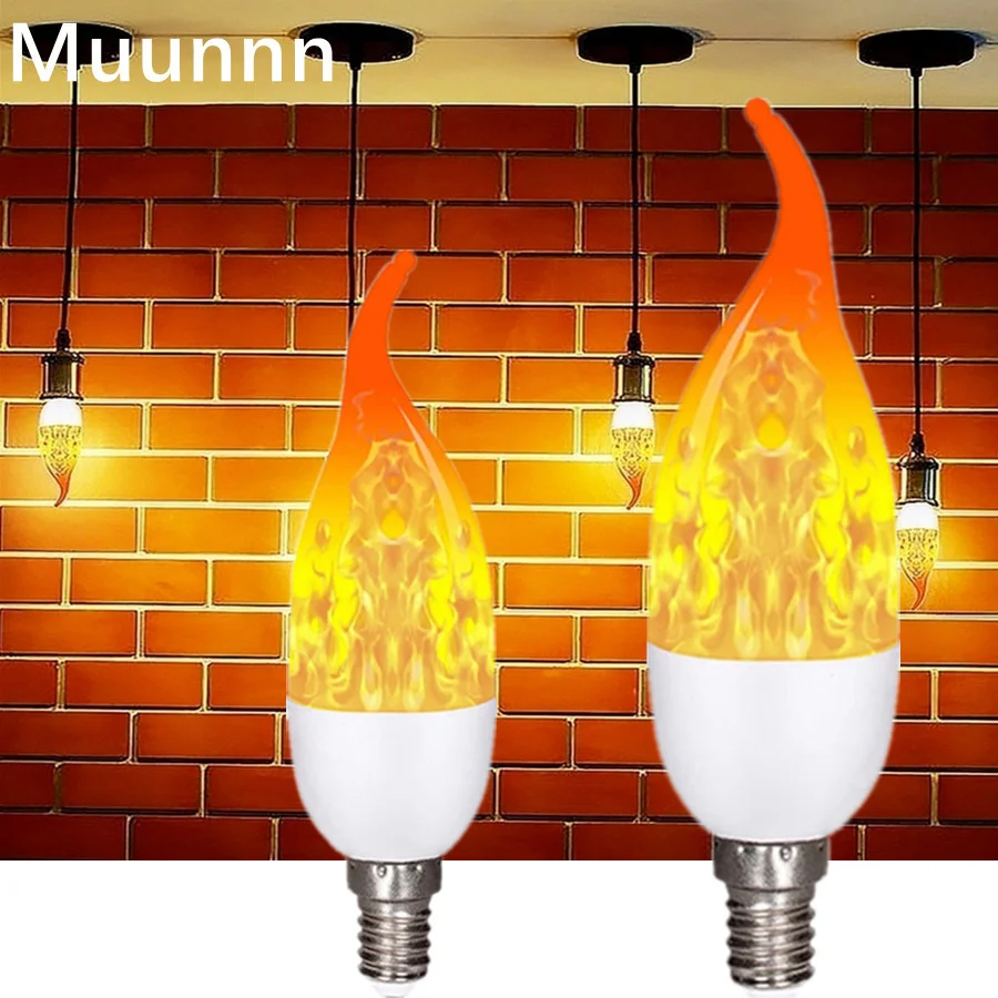 

LED E14 Fire Light Candle Lamp 220V 110V LED Flame Flickering Bulb Living Room Xmas Atmosphere Lamp Home 2 Modes Lighting