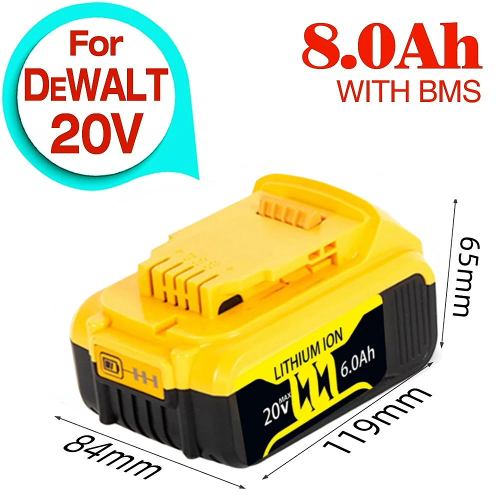 

Новый аккумулятор, совместимый с электроинструментами dewalt 18 в 8 Ач, перезаряжаемый Электрический инструмент, литиевые батареи 20 в 18 в 18 в 5 Ач 6 Ач 8 Ач