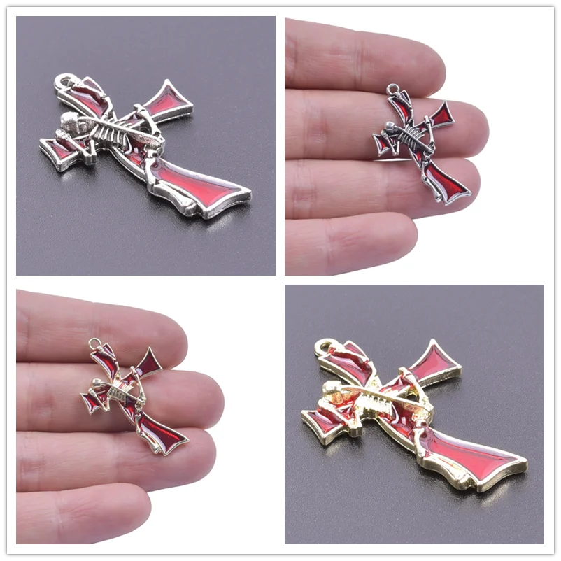

5pcs Punk Skull Charm Crosses Pendants For Jewelry Making Supplies DIY Necklace Earrings Cross Personality Accessories For Women