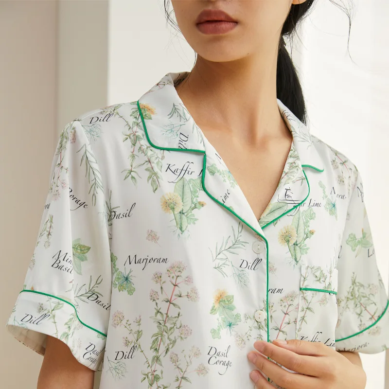 Pajamas for Women's Summer New Style Cool Feeling Short-sleeved Shorts Suit Home Service Can Be Worn Outside and Soft Loungewear