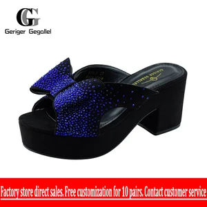 Imported Top Brand Designer Mules Sandals for Women Chunky Heels Shoes Ladies Block Heel Rhinestone Designer 