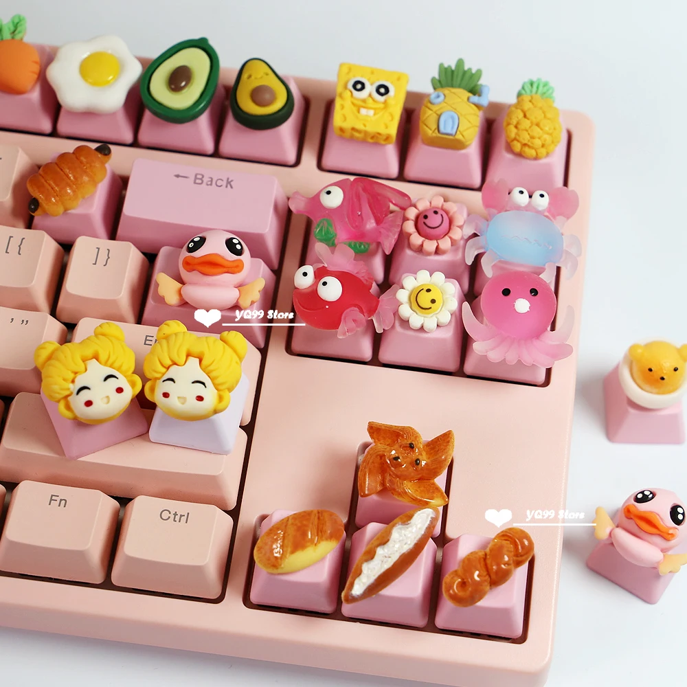 1pc Personality custom Stereo keycaps for Mechanical Keyboard Keycap three-dimensional Cartoon anime cute PBT Pink R4 ESC Keys