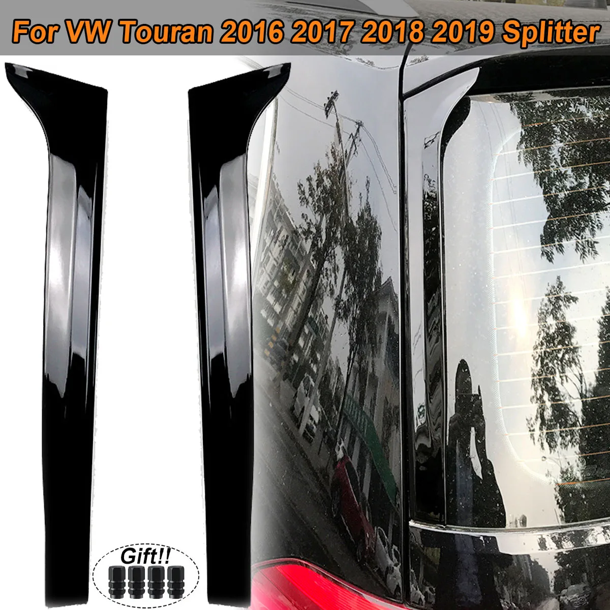 

Rear Window Deflector Spoiler Side Splitter Canard Wing Trim Cover Sticker For Volkswagen VW Touran 2016-2019 Car Accessories