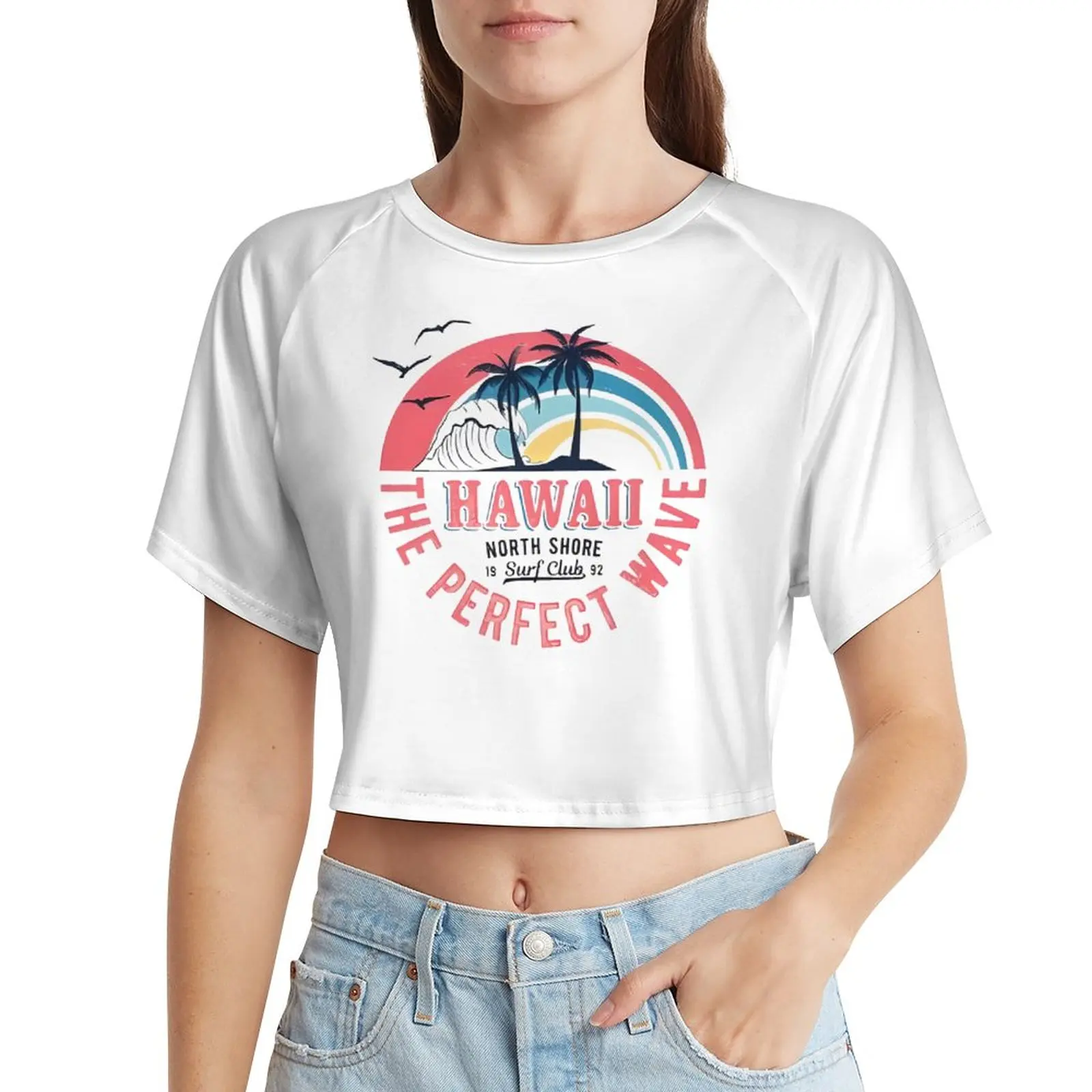 

Женский сексуальный стиль с открытым пупком, короткая белая футболка с коротким рукавом с принтом, уличная трендовая одежда на заказ 2023