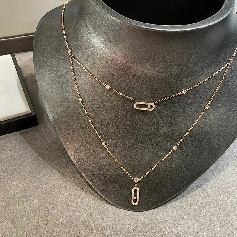 

Classic S925 sterling silver women's mobile phone double necklace, European and American style, original luxury brand.