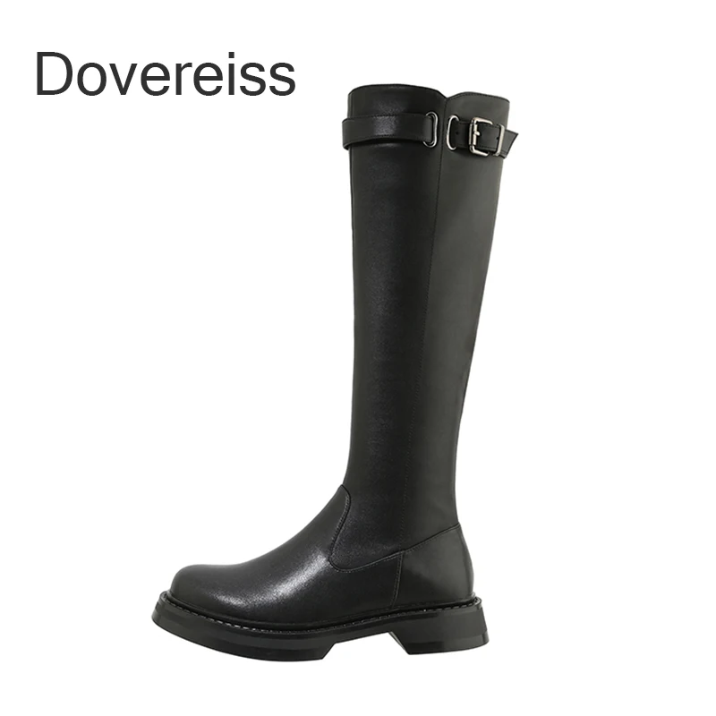 

2022 Winter Woman Fashion Sexy Motercycle boots Ladies Boots Genuine Leather Zipper Female Boots Flats Knee High Boots New 34-39