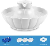 Pet Water Fountain Large Capacity Ceramic Dog Bowl Ultra Quiet Water Fountains for Cats and Dogs 2.1L Pet Dispenser with Filters