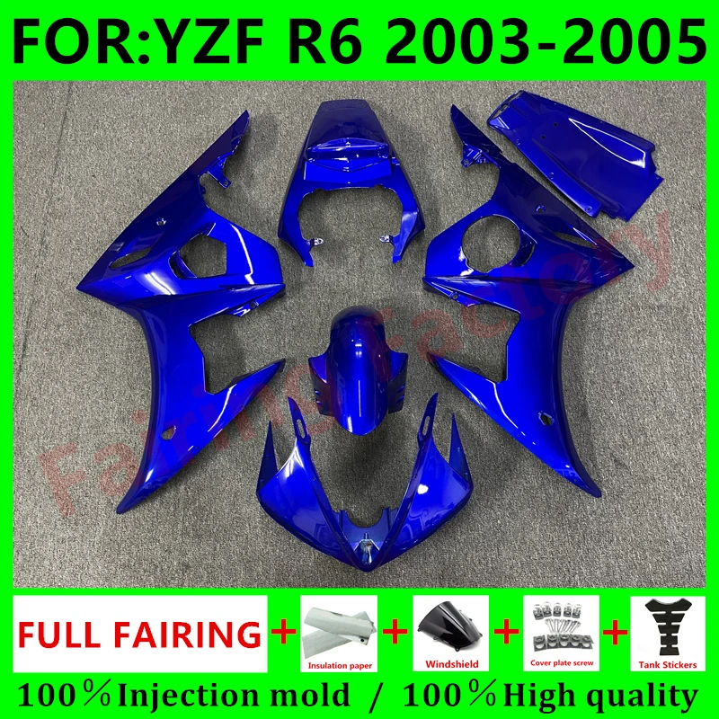 

Комплект обтекателей для кузова нового мотоцикла ABS, подходит для YZF R6 2003 2004 2005 55 03 04 05, синий комплект обтекателей для кузова