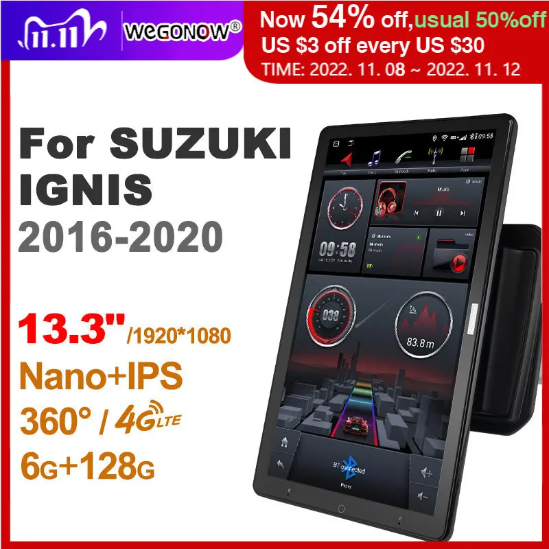 

1920*1080 Nano Ownice Android10.0 для SUZUKI IGNIS 2016-2020 автомобильное радио Видео Аудио 13,3 дюймов IPS поворотный 360 6G 128G Тесла стиль