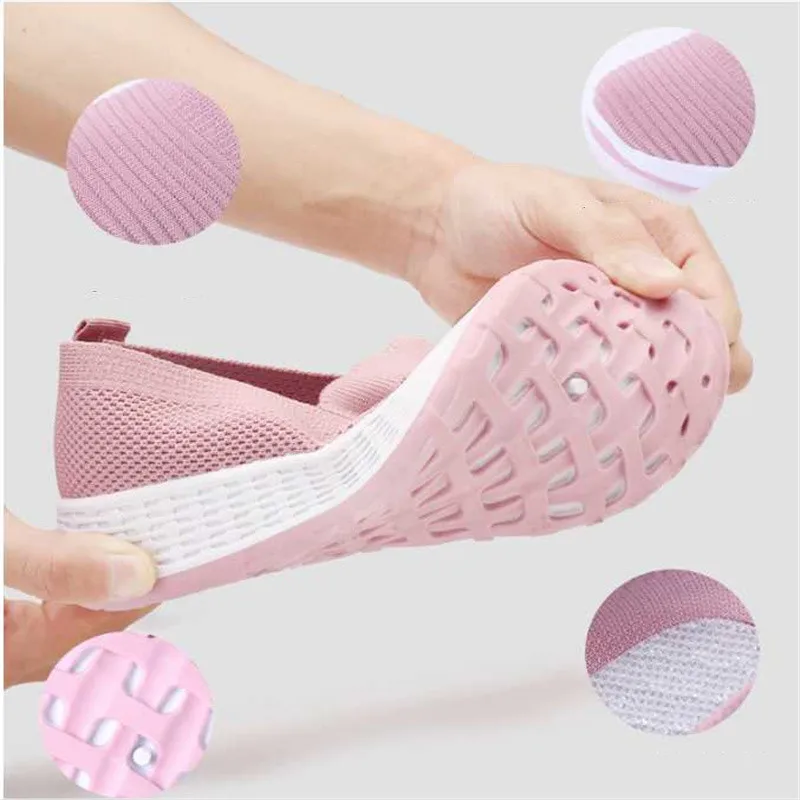 Women's Flat Shoes Slip on Walking Jogging Loafers Summer Comfortable Women Old Man Shoes Soft Sole Pedal Moccasin Zapatos Mujer