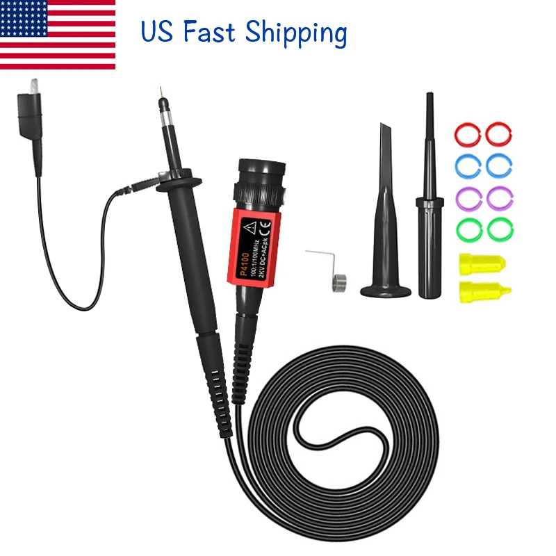 

Cleqee US P4100 High Voltage Oscilloscope Probe 100:1 2KV 100MHz 100X Safety BNC Connector Oscilloscope Adjustable attenuation