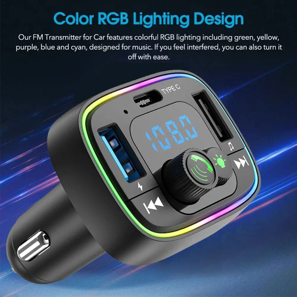 

Автомобильный Bluetooth FM-передатчик, автомобильное зарядное устройство 3,1 А, быстрая зарядка, снижение шума CVC, двойной USB PD Type C, быстрая зарядка, автомобильный BT-плеер