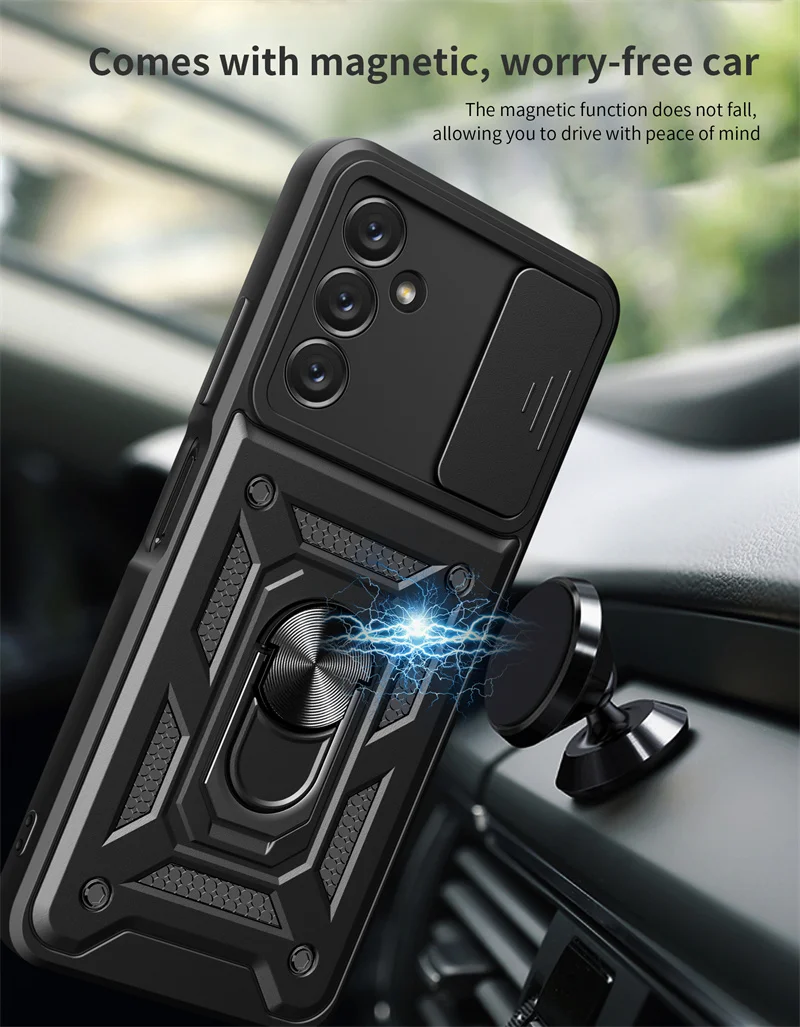 

For Samsung Galaxy A14 5G Case Shockproof Armor Car Magnet Ring Silicone Phone Case for Galaxy A14 5G Stand Holder Back Cover