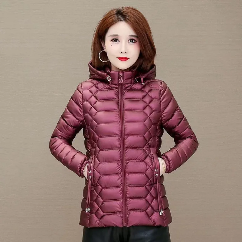 Autumn  Winter 2022 Short Hooded Zipper Coat  Women's Korean Fashion Elegant Warm Parkas Cotton Suit Parka's Slim veste femme