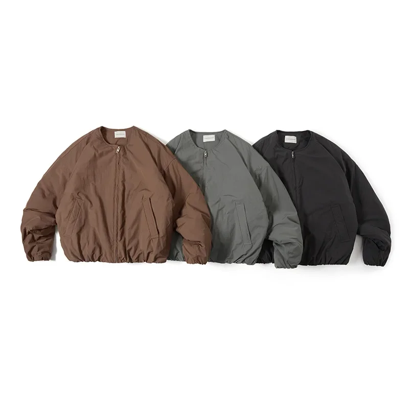 Хлопковое пальто из смеси шерсти в городском стиле с круглым вырезом