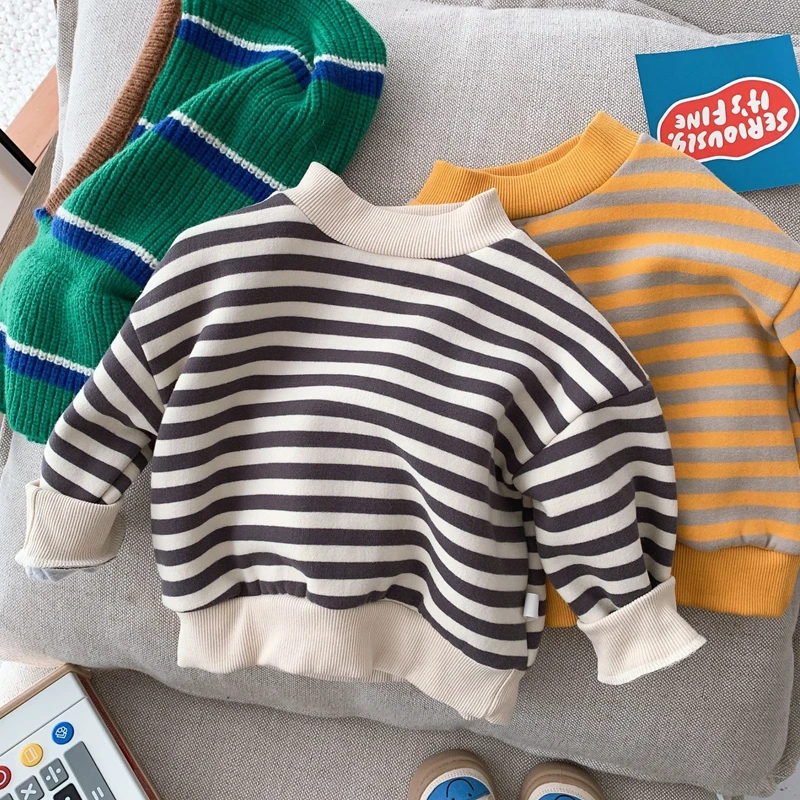 

1-6 Years Kids Clothes Boys Sweatshirts Autumn Striped Girl Loose Casual Top for Babies Cotton Fashion Young Children's Clothing