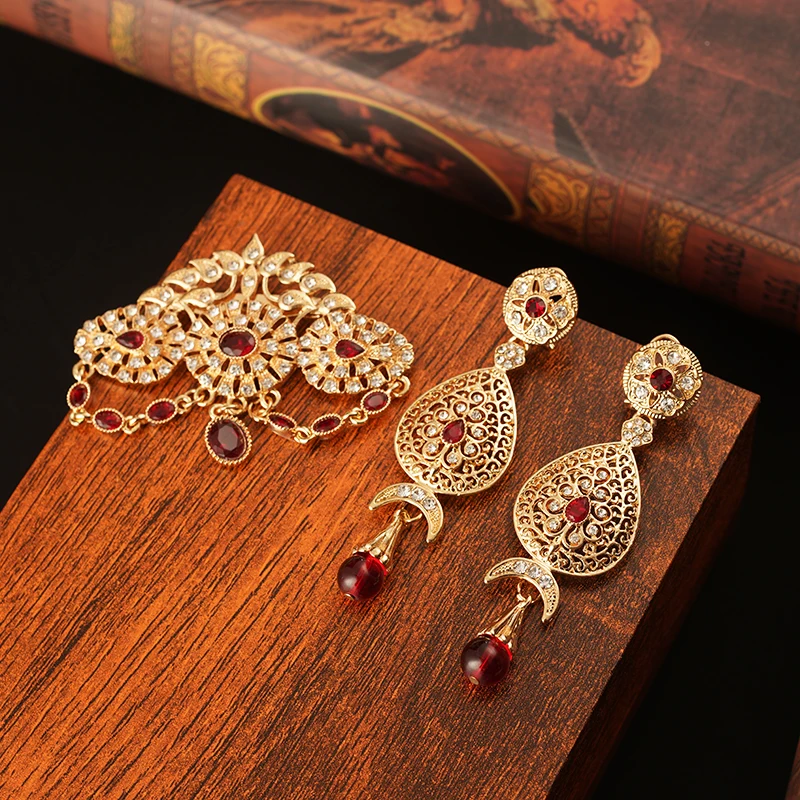 Набор свадебных ювелирных украшений из марокканской броши и сережек для невесты