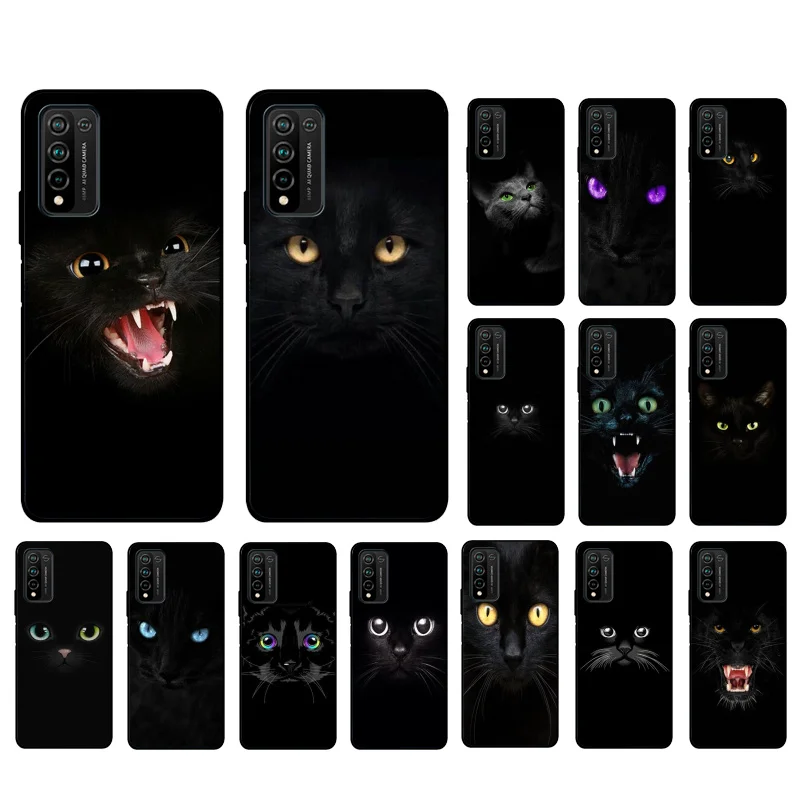 

Black Cat Staring Eye Phone Case For Huawei Honor 50 30 Pro 10X Lite 20 7A 7C 8X 9X Pro 9A 8A 8S 9S 10i 20S 20lite