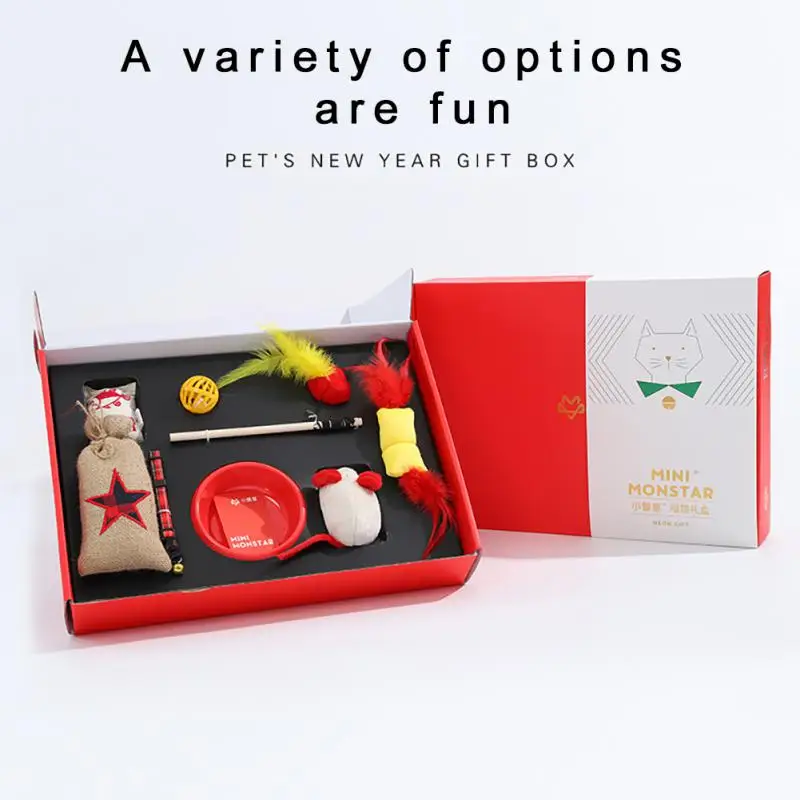 

Новый год, стандартная Подарочная коробка, креативная маленькая мышь, забавная кошка, палочка, молярная кость, товары для домашних животных