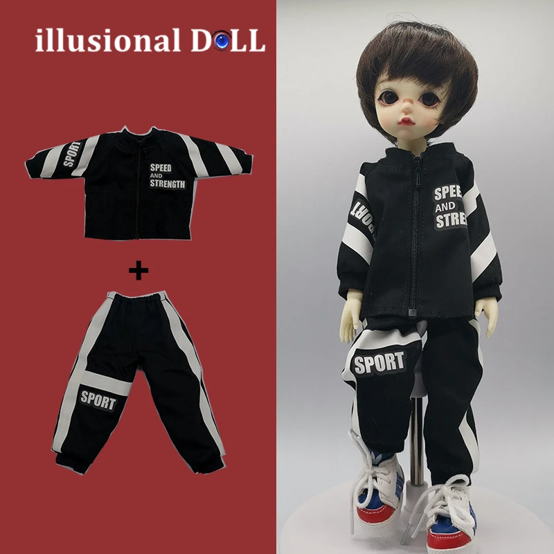 

1/6 1/8 Slim BJD Doll SD Clothes For 6 8 point bjd doll Toy Clothes Coll Daily Sport Suit top pants