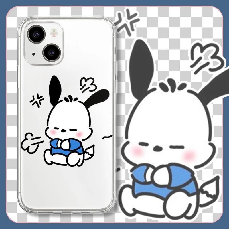 

Cute Cartoon Angry Pochacco Phone Cases For iPhone 13 12 11 Pro Max Mini XR XS MAX 8 X 7 SE 2020 Transparent all-inclusive