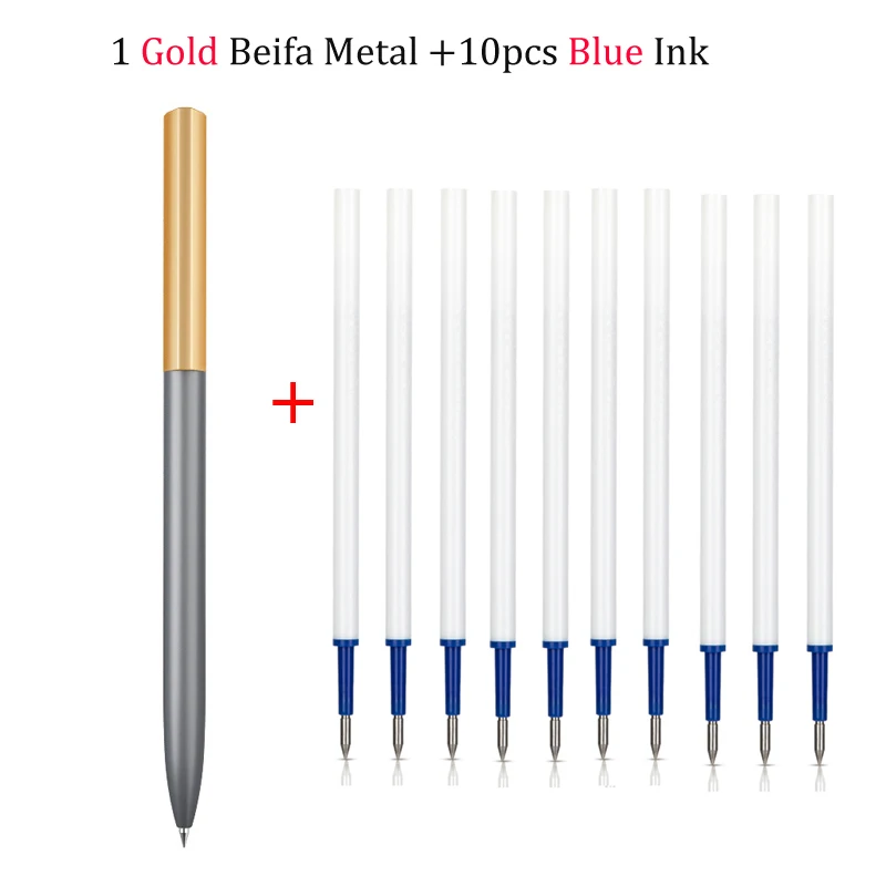

BEIFA Metal Rotating Pens 0.5MM Black Ink Gel ручки With Refill For xiaomi mijia pen High-End For Business Office Writing