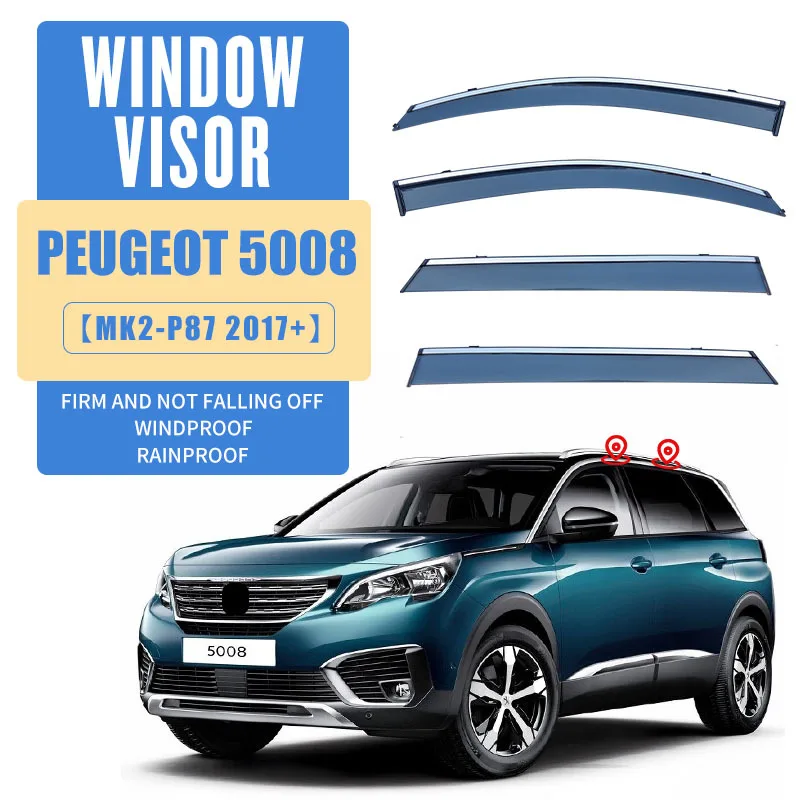 Фото Автомобильный оконный козырек для PEUGEOT 5008 P87 2017-2023, тент, лобовое стекло, боковое окно, козырек от дождя, автоаксессуары №1