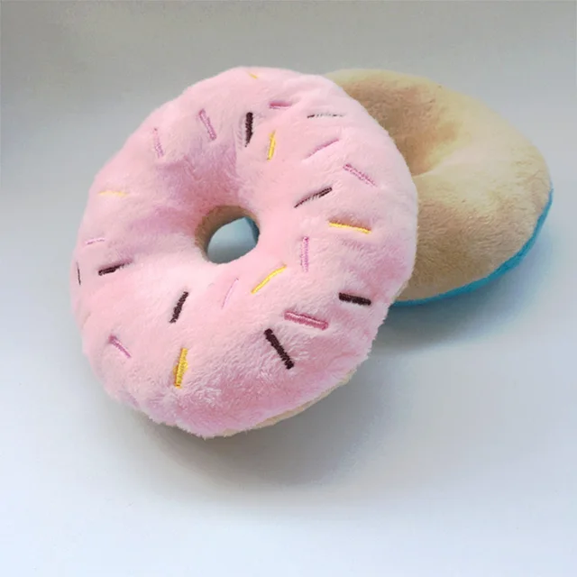 Soft Dog Donuts Plush Pet Dog Toys For Dogs Chew Toy Cute Puppy Squeaker Sound Toys Funny Puppy Small Medium Dog Interactive Toy 5