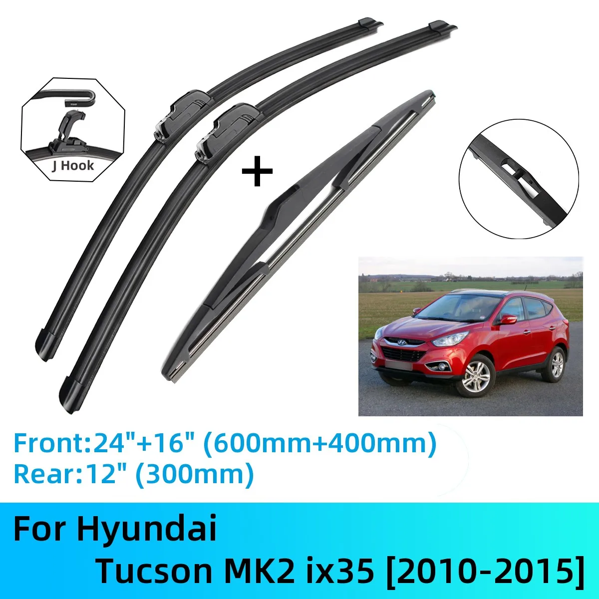 

Щетки стеклоочистителя передние и задние для Hyundai Tucson MK2 ix35, J U Hook 2010-2015 2010 2011 2012 2013 2014 2015