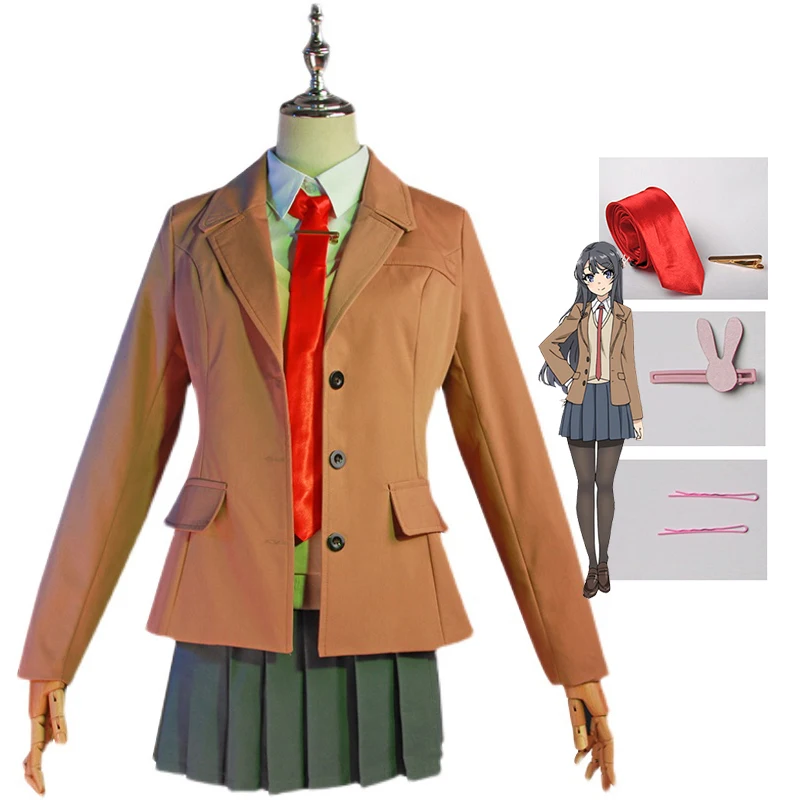 

Аниме Sakurajima Mai Косплей Костюм Школьная Униформа серия Seishun Buta Yarou для женщин Хэллоуин старшая школа вечерние костюмы для девочек