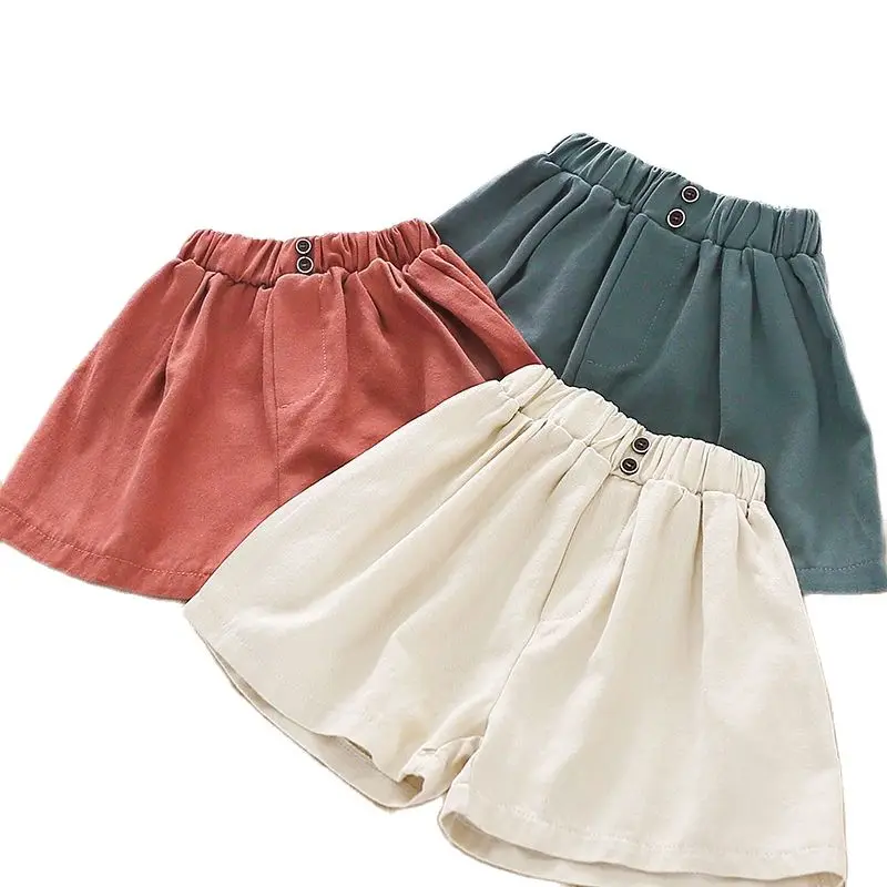 2022 Children's Summer Pure Color Casual Pants Retro Color Baby Shorts Korean Version All-match Children's Wear