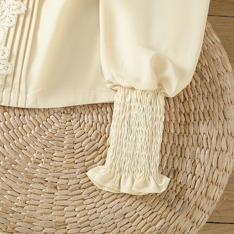 Винтажная блузка с длинными рукавами и цветочной вышивкой для девочек Mori женская