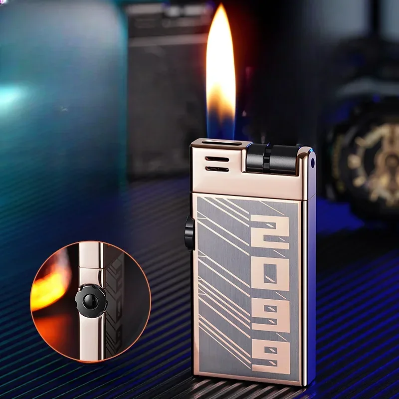 Металлическая надувная зажигалка с двойным открытым огнем креативная роликовая