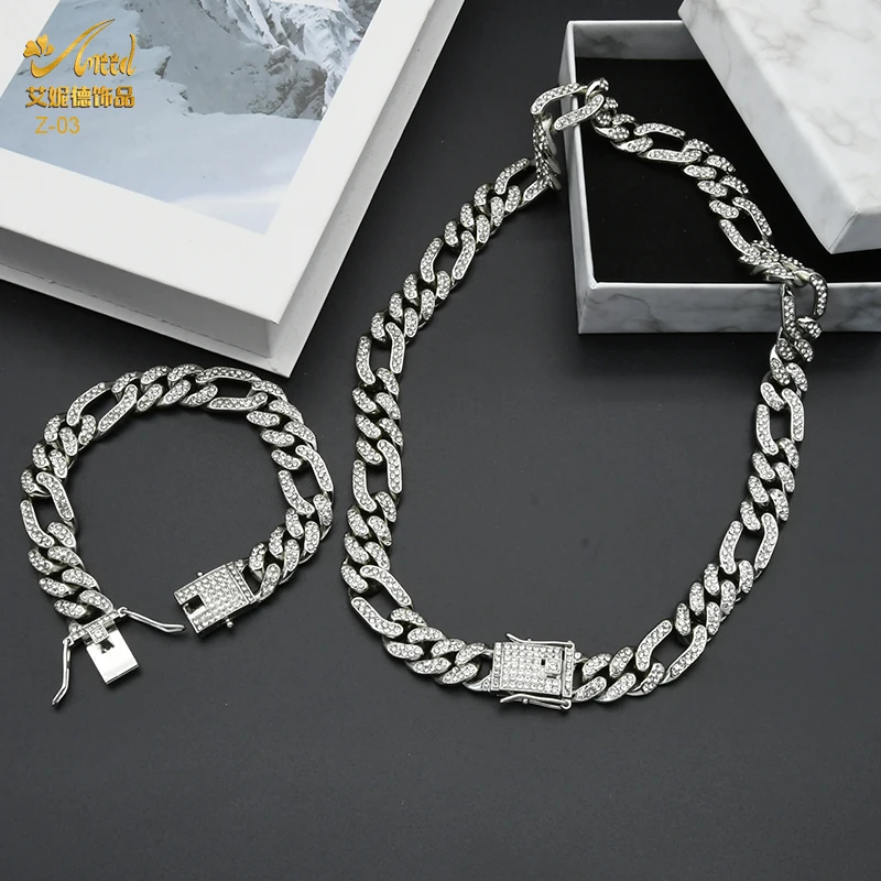 

Hip Hop Iced Out Bling Chain Necklace 13MM Big Miami Curb Cuban Chain Rhinestones Rapper Hight Quality Necklaces For Men Jewelry