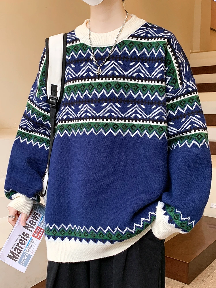 Свитер мужской зима 2024 новый модный брендовый вязаный свитер с круглым вырезом