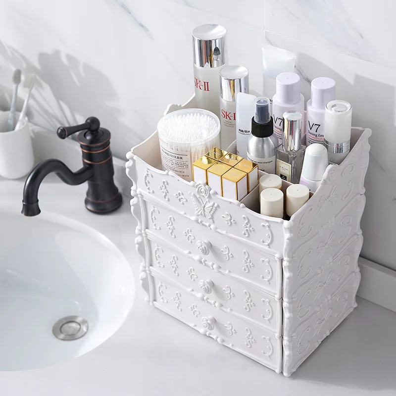 

Carving Makeup Cosmetic Case Waterproof Makeup Organizer Jewelry Box Woman Beauty Skin Care Drawer Home Storage Box Durable