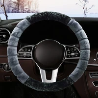 1pcs universal winter super soft plush car steering wheel cover warm faux fur auto handlebar on the steering wheel 3738cm