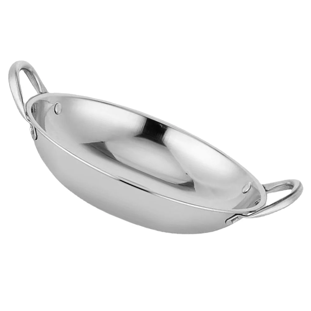 

Cooking Pot Kitchen Accessory Pan Stainless Steel Metal Wok Home Pans Double Handle