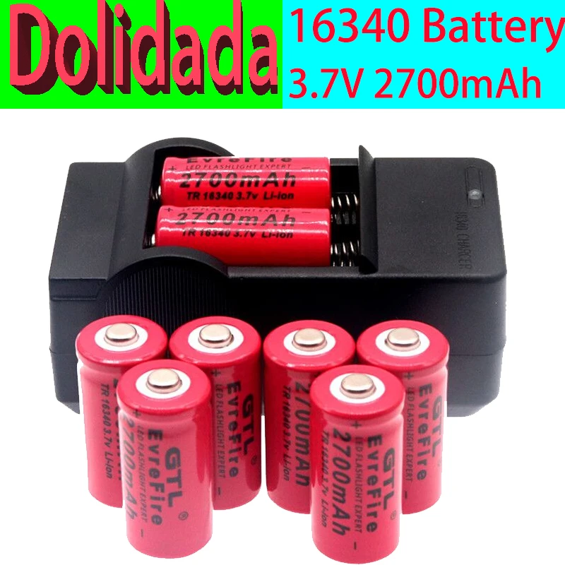 

2700mah 3.7 V Li-Ion 16340 Batteries CR123A Battery for LED Torch Travel Wall Charger for 16340 CR123A Battery