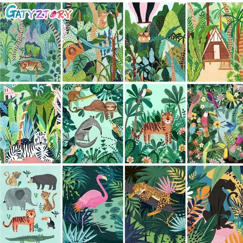 

GATYZTORY DIY Paint By Number Tree Scenery HandPainted Kits Drawing Canvas Pictures Forest Home Decoration Oil Painting Summer G