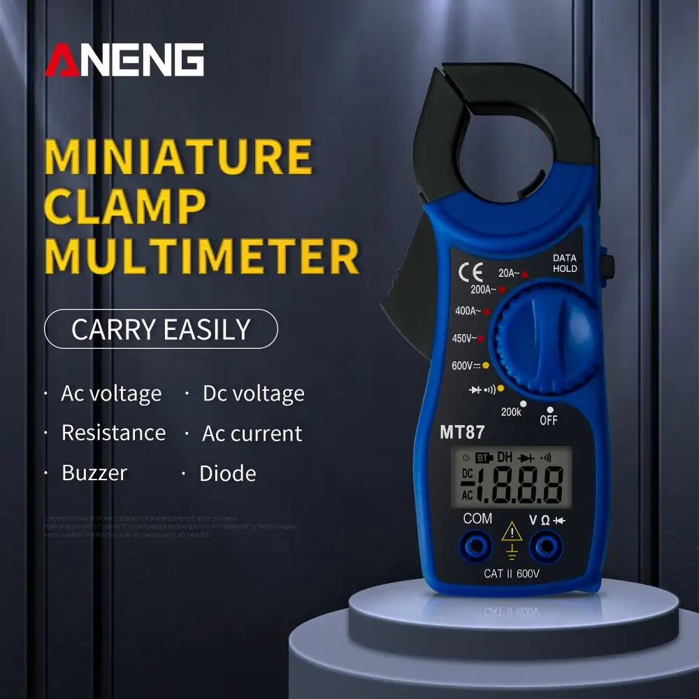 

2023 Professional Portable Mt87 Digital Clamp Meter Multimeter Dc Ac Voltage Current Tongs Resistance Amp Ohm Tester Electronic