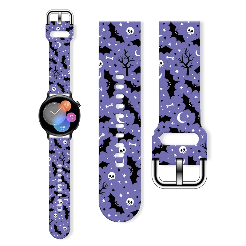 Halloween 20mm Printed Strap for Samsung Galaxy Watch 5/4 40mm 44mm 4Classic 42mm 46mm Sport Band 22mm for 5Pro 45mm Watchband