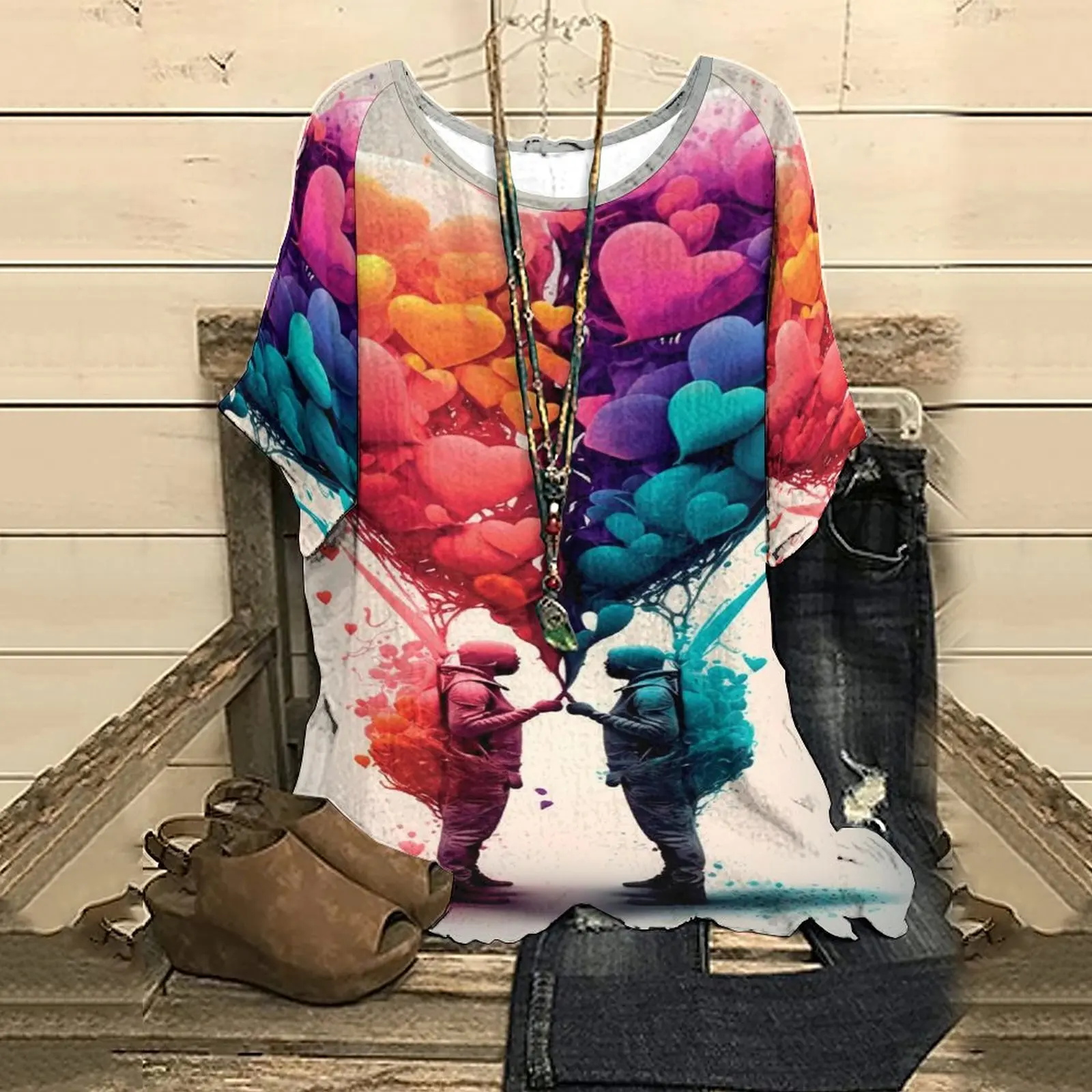 

Женская футболка с рукавом до локтя, с принтом