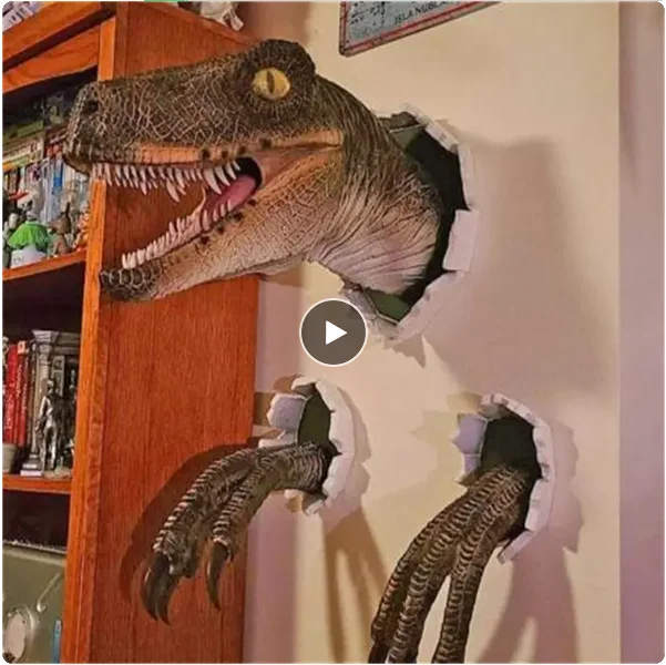 

Latex Foam Dinosaur 3d Wall Mount Head Dinosaur Bust Sculpture Wall-Broken Bursting Hanging Dinosaur Claws Wall Art Decorations