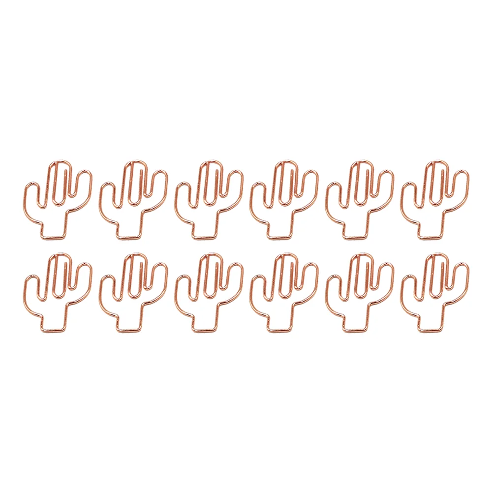 

24pcs Cactus Shape Paper Clips Cartoon File Clamps Office Stationery School Supplies Rose Gold Binder