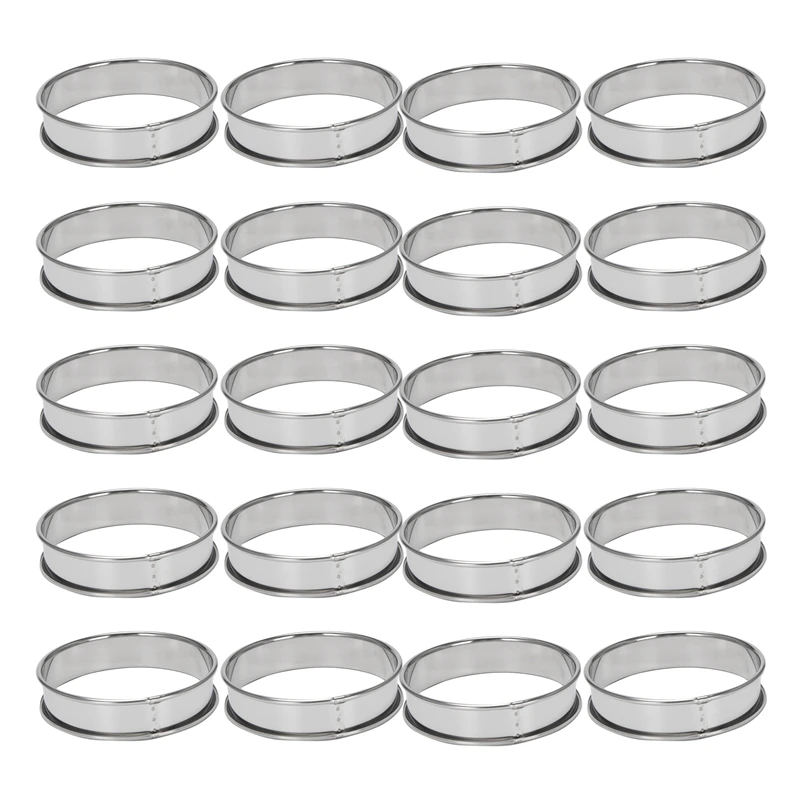 4 Inch Muffin Rings Crumpet Rings, Set Of 50 Stainless Steel Muffin Rings Molds Double Rolled Tart Rings Round Tart Ring