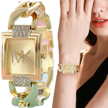 Luxury TVK Brand New Women's Watch Fashionable Temperament Style Metal Strap Square Quartz Women's Watch Clock