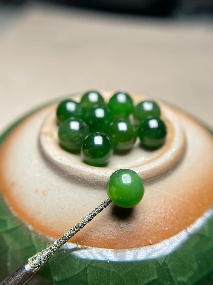 Натуральная яшма свободные бусины шпинат зеленый нефрит Хэтянь ручной работы