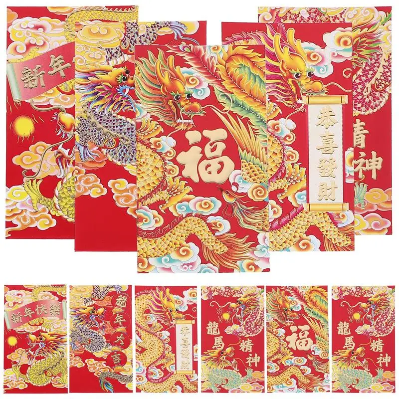 

30 шт. красные конверты в китайском стиле, новогодние пакеты для денег, пакеты для денег на удачу, 2024 красных конвертов (смешанный стиль)