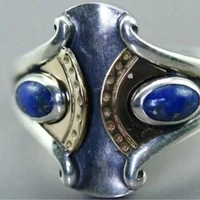 personalized irregular inlaid lapis lazuli two color ring